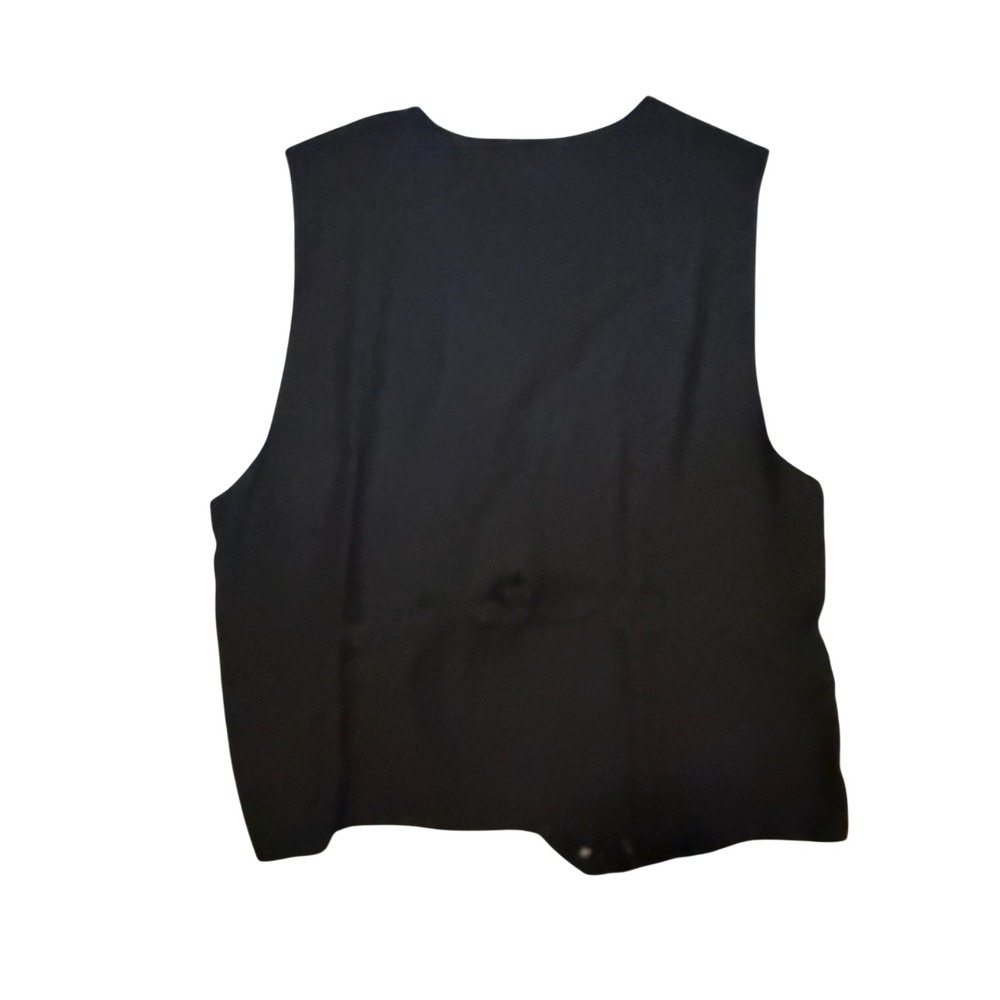Vintage Me 2 U Black Rayon Lattice Cutout Button Front Vest Sleeveless Top - Picture 5 of 5